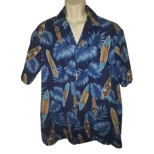 ALOHA REPUBLIC Hawaiian Shirt Surf Boards Design Mens Size L USA Made Resort‎